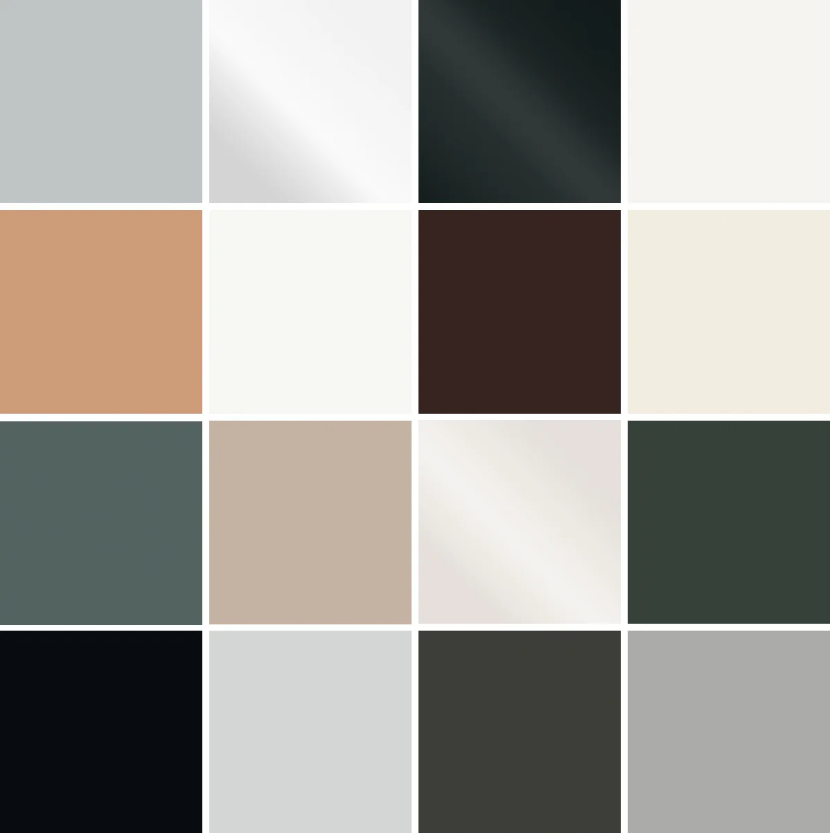 Spülenfarben von systemceram, von beige, über braun, bis hin zu schwarz